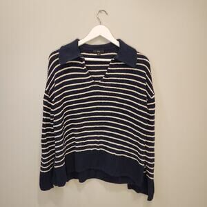 J Crew Sweater Relaxed Slouchy Nautical Preppy Coastal Grandma Layering - Size M